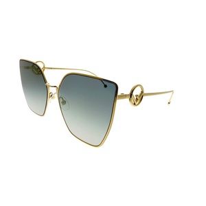 Fendi F IS FENDI 0323/S 323 FT3/FQ Gold Grey Flash Mirror Cat Women Sunglasses
